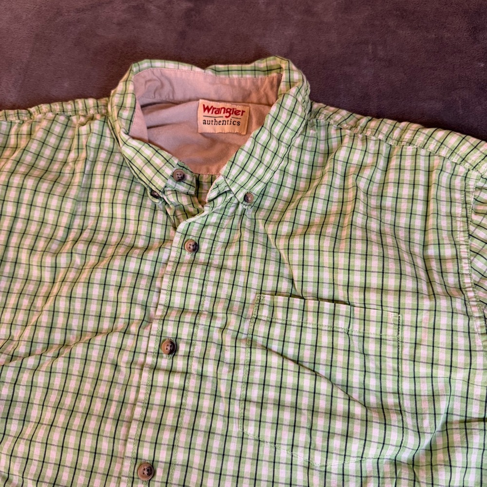 Wrangler Authentics Plaid Short Sleeve Button Up Shirt Mens Extra Large XL